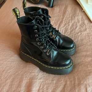 Barely Worn Dr. Martens Jadon Black Leather 8-Eye Platform Boot